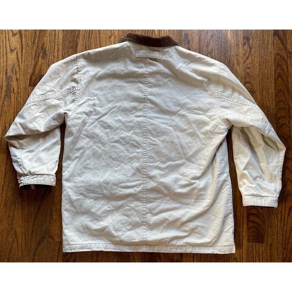 VTG St Johns Bay Chore Jacket Mens Large Beige Flannel Lined Corduroy Collar - Picture 9 of 10